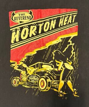 Vintage Reverend Horton Heat T Shirt Mens L Black Hot Rod Pinup Anvil